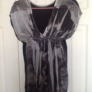 Grey and white sheer top, size M